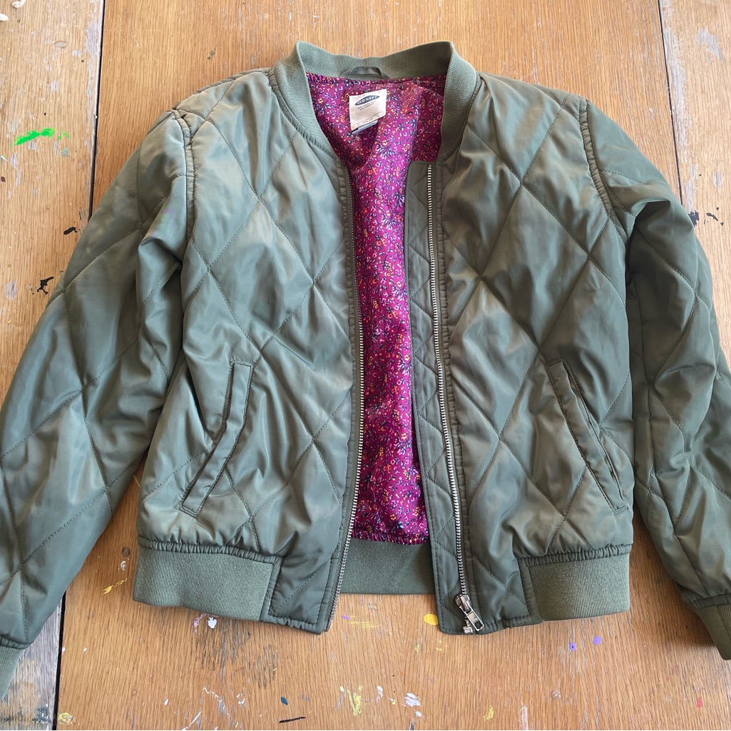 Kids Olive Green Quilted Jacket